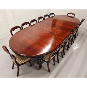 Irish 19th Century Mahogany Dining Table And 12 Chairs