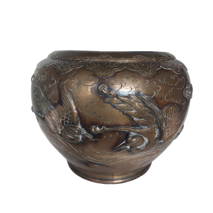 Large Fine Quality Japanese Meiji Period Bronze Jardiniere Planter