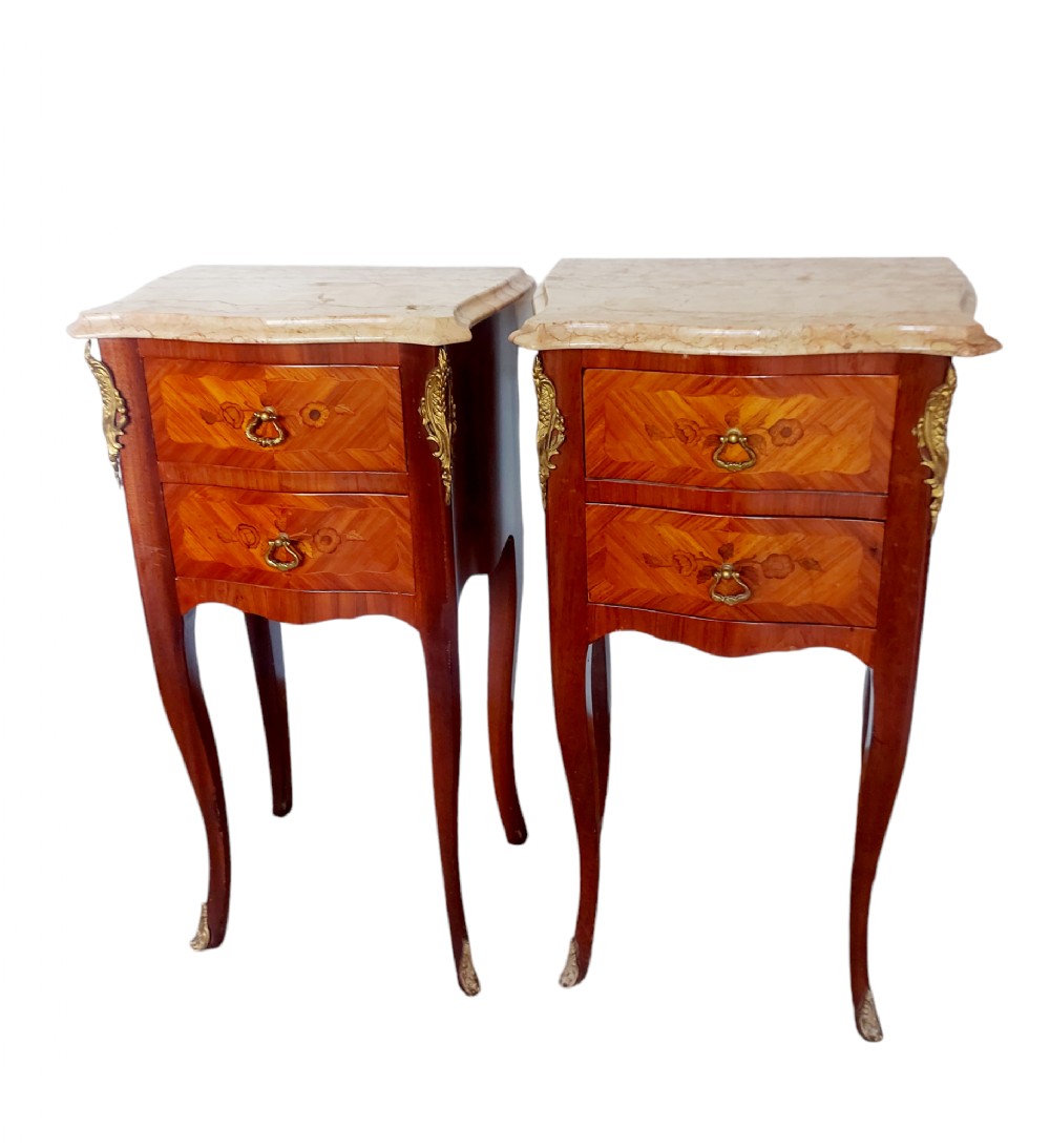 Pair Of French Marquetry Bedside Cabinets