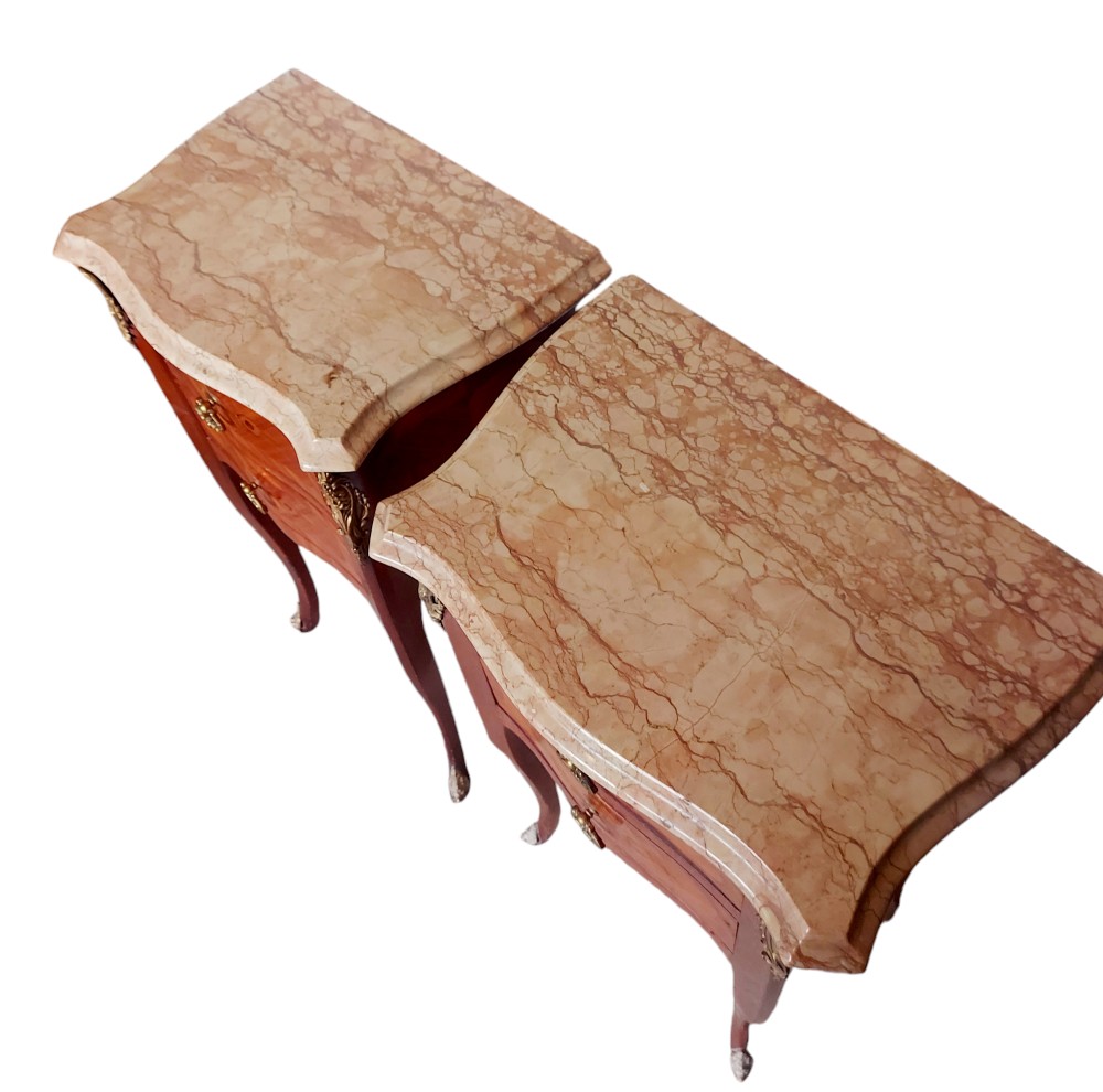 Pair Of French Marquetry Bedside Cabinets - Image 3