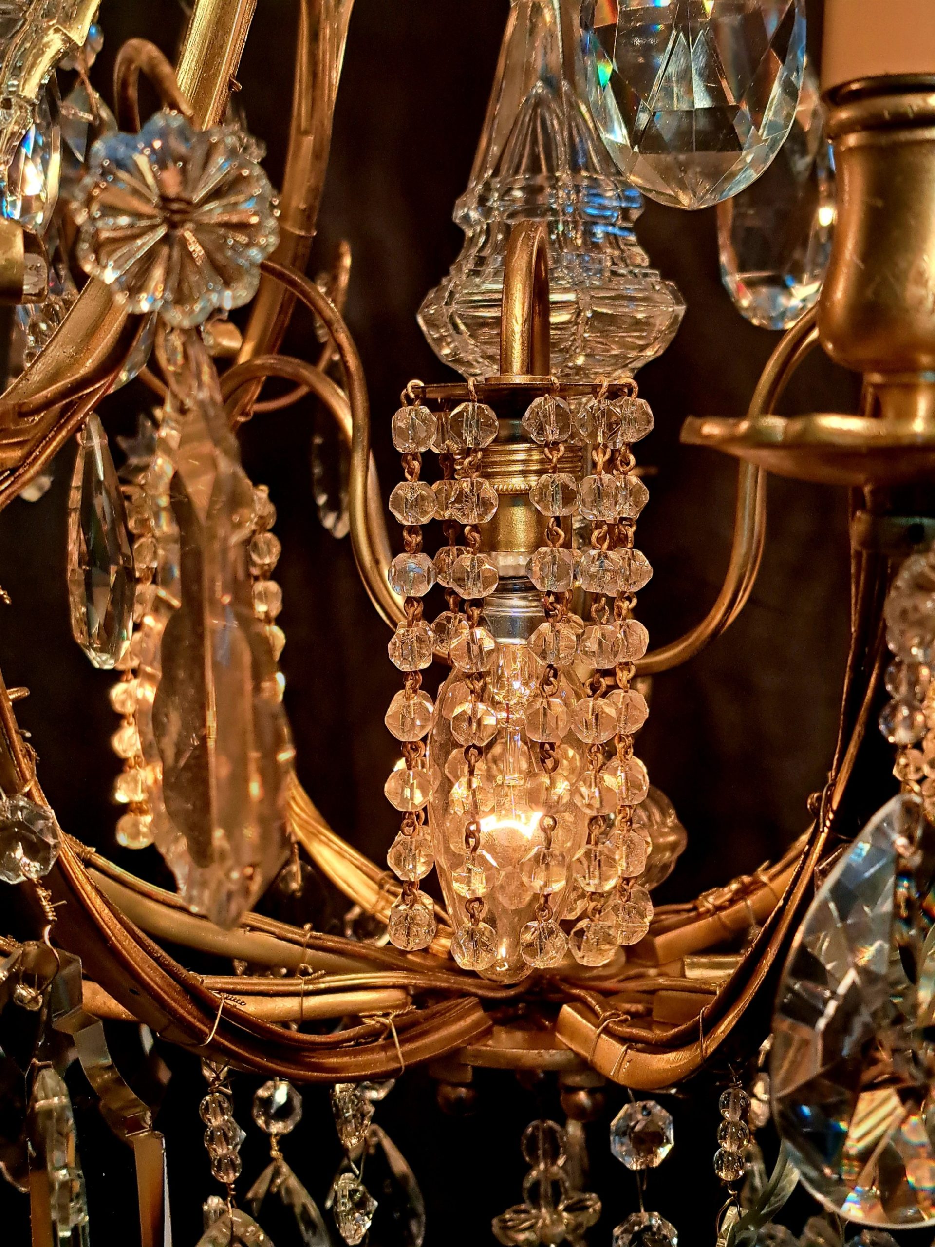 French Brass Birdcage 9 Light Chandelier - Image 3