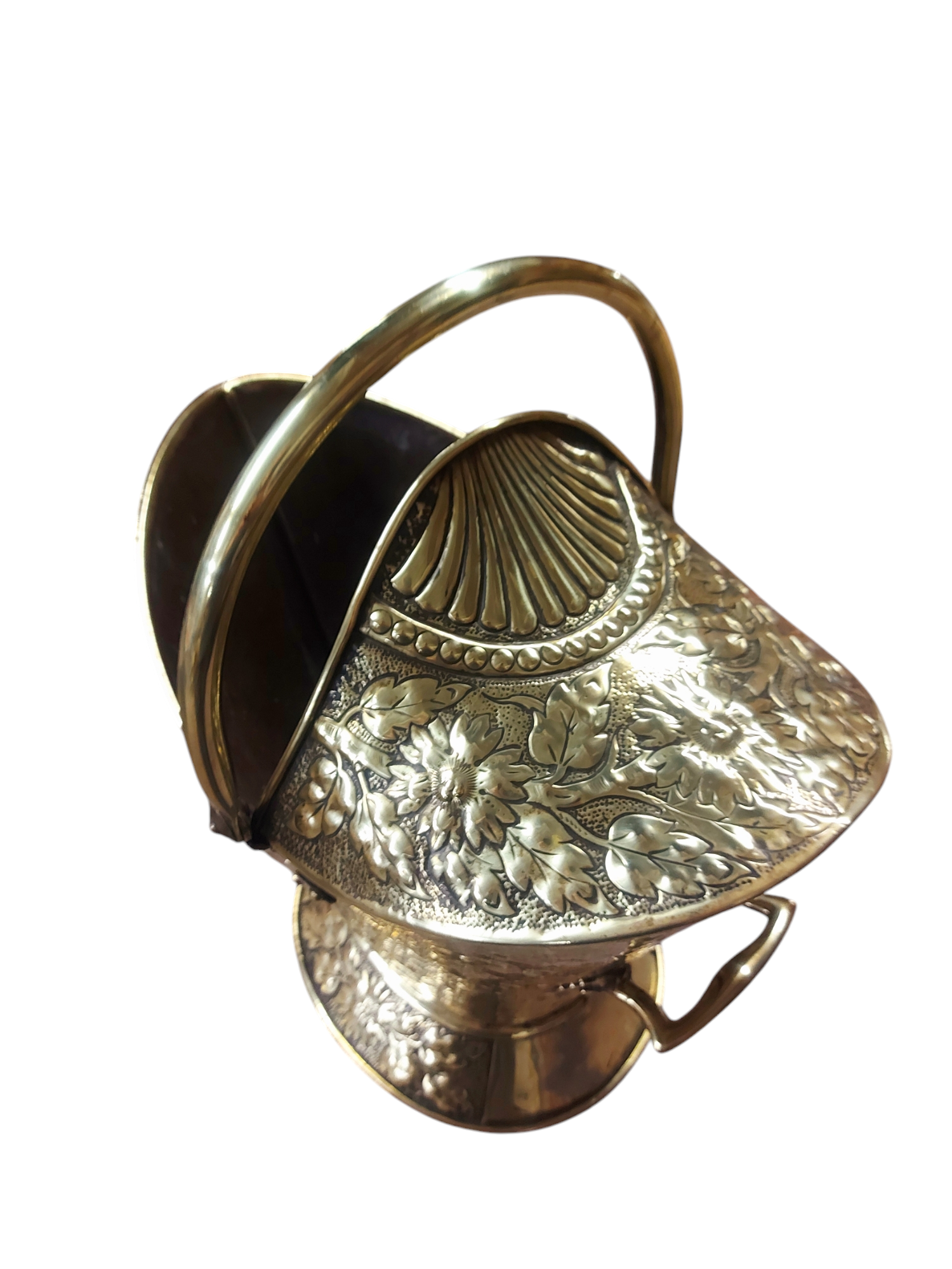 Irish 19th Century Embossed Brass Coal Scuttle - Image 2