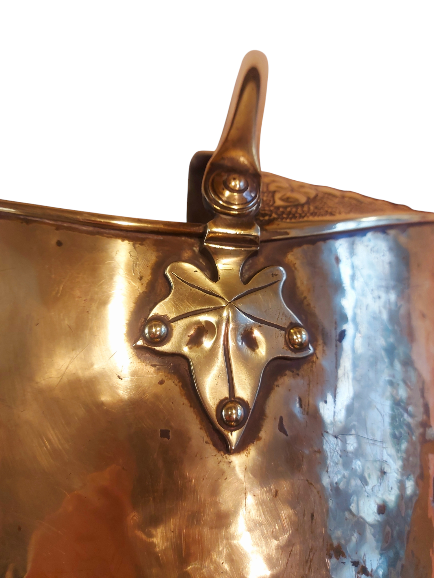 Irish 19th Century Embossed Brass Coal Scuttle - Image 3