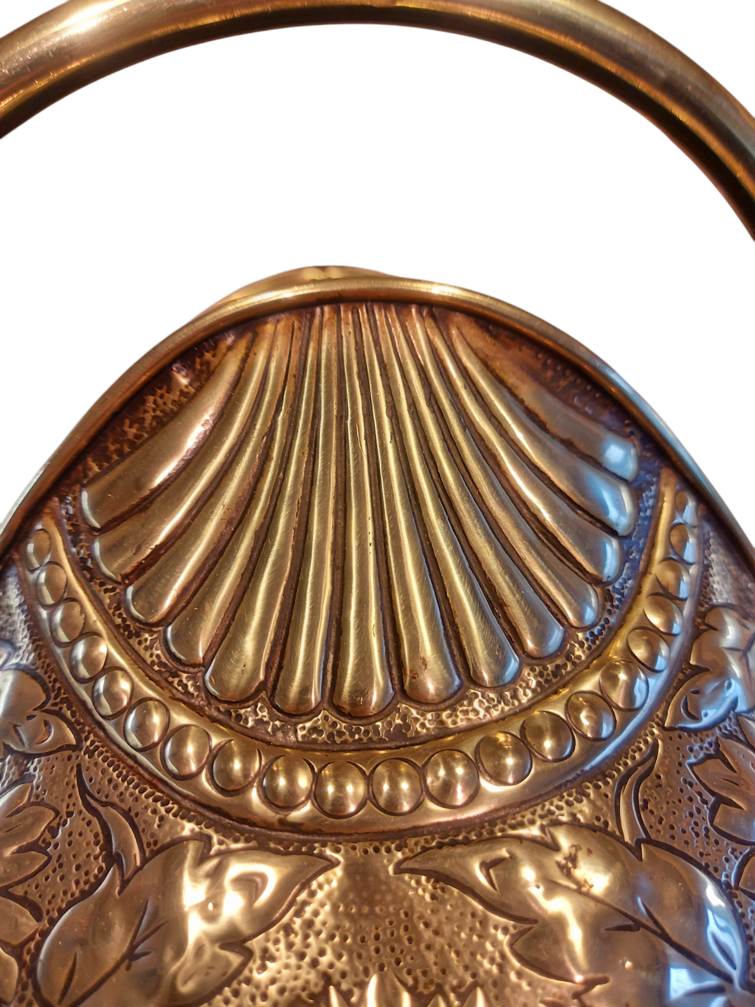 Irish 19th Century Embossed Brass Coal Scuttle - Image 4