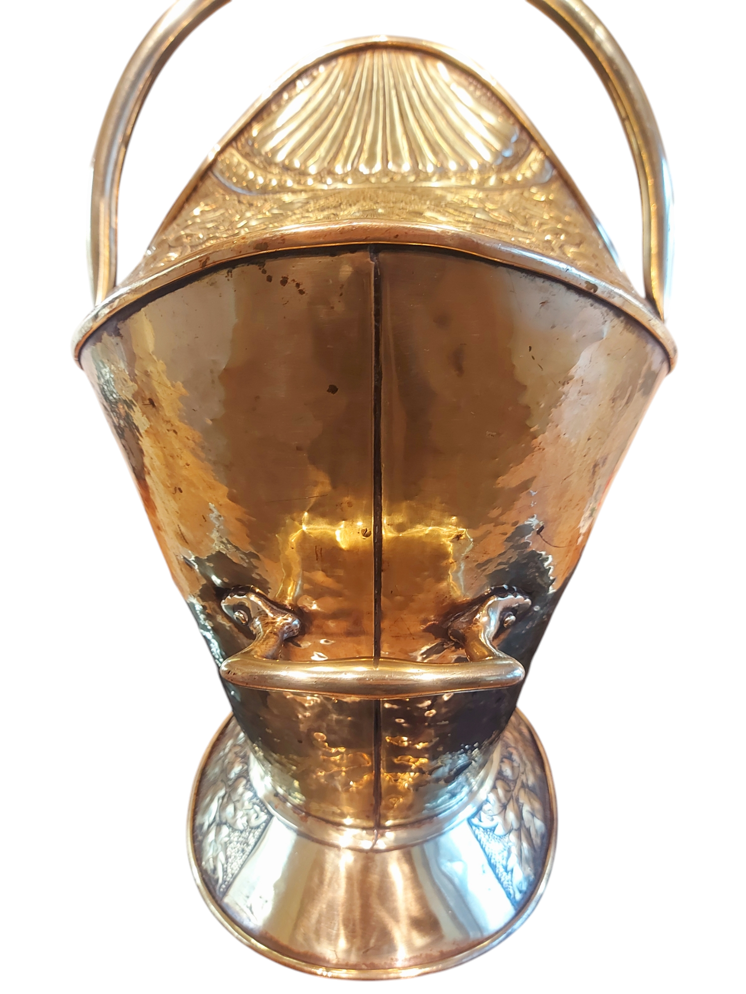 Irish 19th Century Embossed Brass Coal Scuttle - Image 5