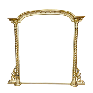 large gilt mirror with arch top and spiral pillars