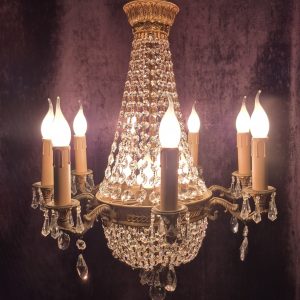 crystal chandelier with candle light bulbs