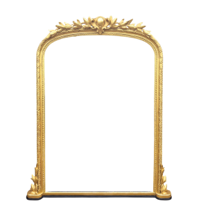 Large gilt mirror with ornate crest