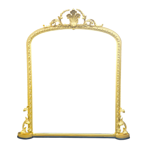 gilt arch top mirror with crest to top