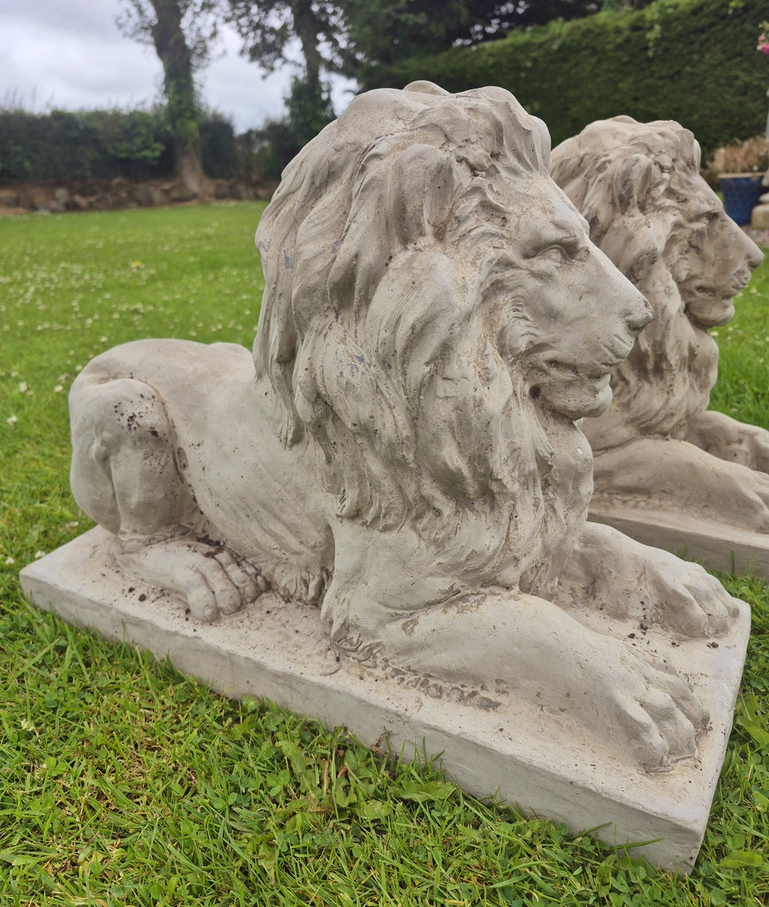 Pair of Large Concrete Garden Lion Statues - Image 6
