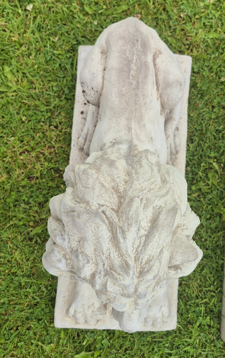 Pair of Large Concrete Garden Lion Statues - Image 2