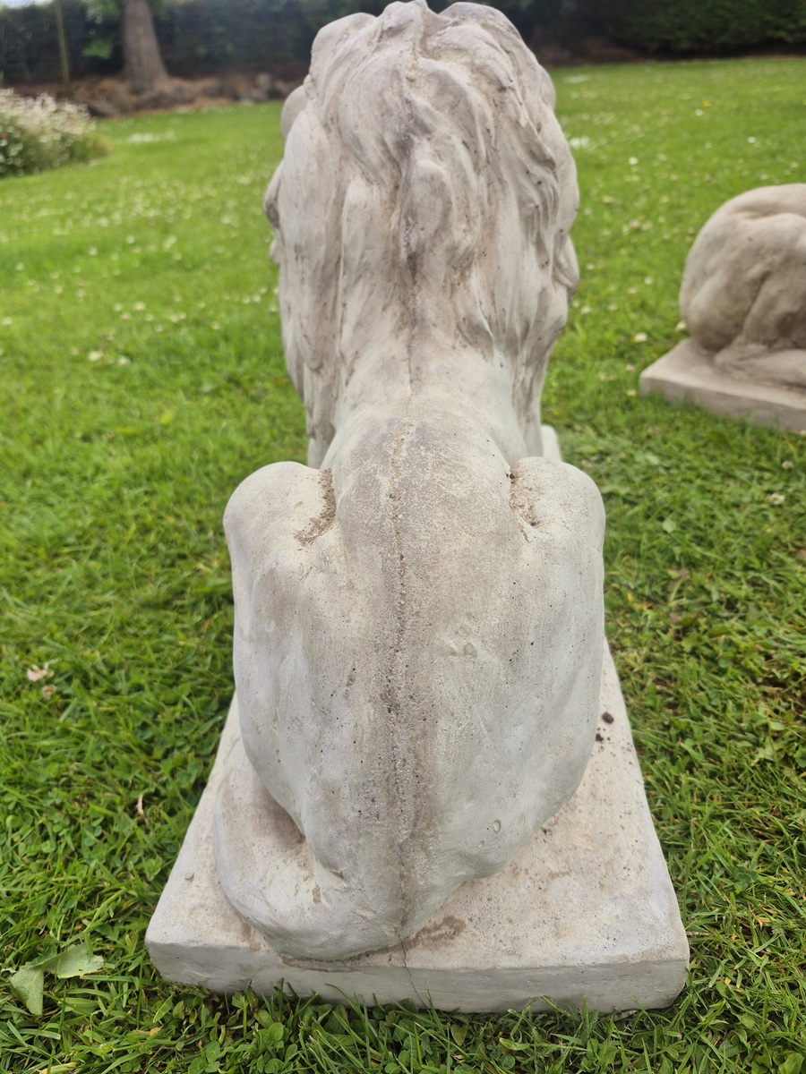 Pair of Large Concrete Garden Lion Statues - Image 5