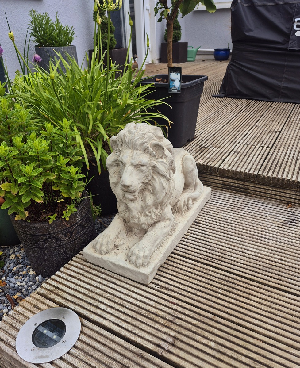 Pair of Large Concrete Garden Lion Statues - Image 3